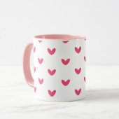Sweet Pink Hearts Pattern Modern Coffee Mug マグカップ (正面左)