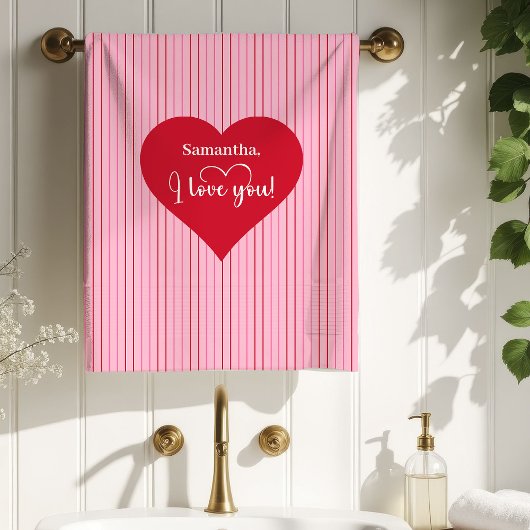 Sweet Pink Hearts Valentine Bath Towel Girlfriend バスタオルセット