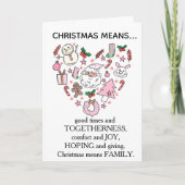 Sweet Pink Icons Heart Christmas Means Family Card カード (正面)