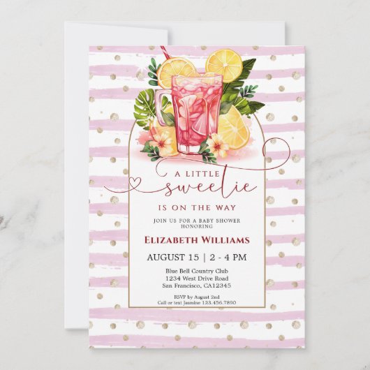 Sweet Pink Lemonade Baby Shower 招待状 (正面)