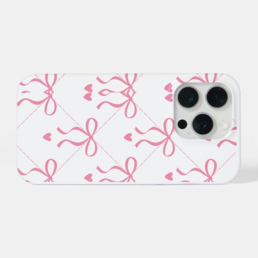 Sweet Pink Minimalist Heart Pattern Mobile Cover iPhoneケース (裏面横)