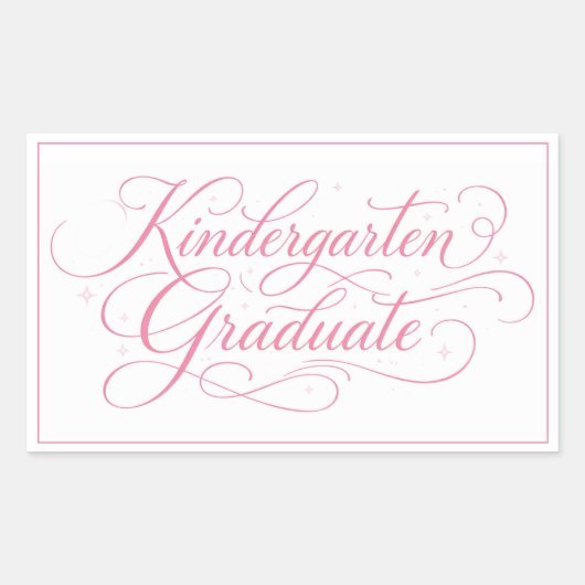 Sweet Pink Script Kindergarten Graduate 長方形シール (正面)