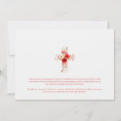 Sweet Pink Shades Wildflowers Cross-Shape Baptism 招待状 (裏面)