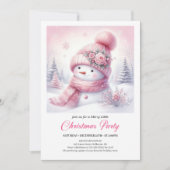 Sweet Pink Snowman Editable Christmas Invite Snowy 招待状 (正面)