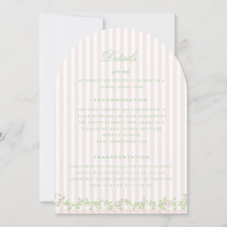 Sweet Pink Stripe Wedding Details Enclosure Card 招待状
