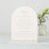 Sweet Pink Stripe Wedding Details Enclosure Card 招待状 (スタンド正面)