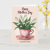 Sweet Pink Teacup Mothers Day Card カード (黄色い花)