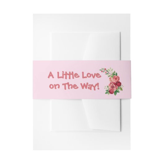 Sweet Pink Teddy Bear Baby Shower  招待状ベリーバンド (正面例)