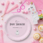 Sweet Pink Teddy Bear Baby Shower Party ペーパープレート (パーティー)
