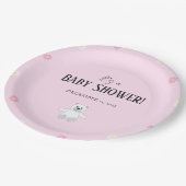 Sweet Pink Teddy Bear Baby Shower Party ペーパープレート (アングル)