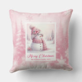 Sweet Pinkmas Snowman Winter Forest Pillow Decor クッション (裏面)