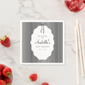 Sweet Pinstriped Black Bow Baby Shower スタンダードカクテルナプキン (インサイチュ)