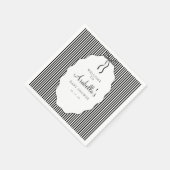 Sweet Pinstriped Black Bow Baby Shower スタンダードカクテルナプキン (角)