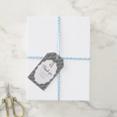 Sweet Pinstriped Black Bow Baby Shower Thank you ギフトタグ (より糸付き)