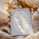 Sweet Pinstriped Blue Bow Graduation サンキューカード