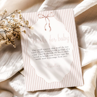 Sweet Pinstriped Bow Beige Books For Baby エンクロージャーカード