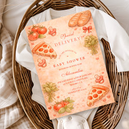 Sweet Pizza Baby Shower 招待状