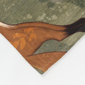 Sweet Playful Foxes in Rust Brown on Olive Green フリースブランケット (角)