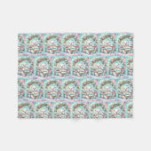 Sweet Polar Bear Personalize Name Christmas フリースブランケット (正面(横))