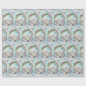 Sweet Polar Bear Personalize Name Christmas Roll ラッピングペーパー (フラット)