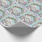 Sweet Polar Bear Personalize Name Christmas Roll ラッピングペーパー (角)