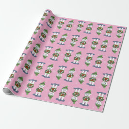 Sweet Polar Bear With Gifts Pink Wrapping Paper ラッピングペーパー
