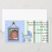 Sweet Pram Boy Birth Announcement Photo Card 案内状 (正面/裏面)