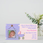 Sweet Pram Girl Birth Announcement Photo Card 案内状 (スタンド正面)