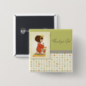 Sweet Praying Girl Thank You God 缶バッジ (正面&裏面)