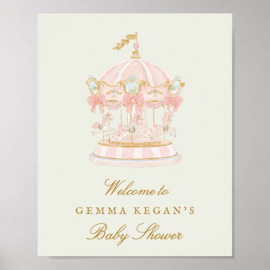 sweet princess green sage baby shower welcome sign ポスター (正面)