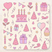 Sweet Princess Party Celebration Pattern スクエアペーパーコースター (正面)