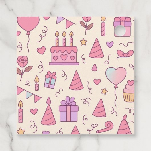 Sweet Princess Party Celebration Pattern フェイバータグ (裏面)