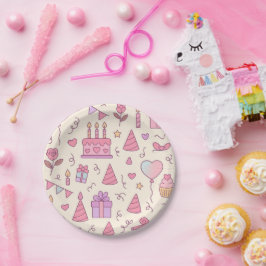 Sweet Princess Party Celebration Pattern ペーパープレート