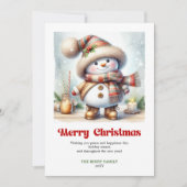 Sweet printable Christmas snowman kids holiday  シーズンカード (正面)