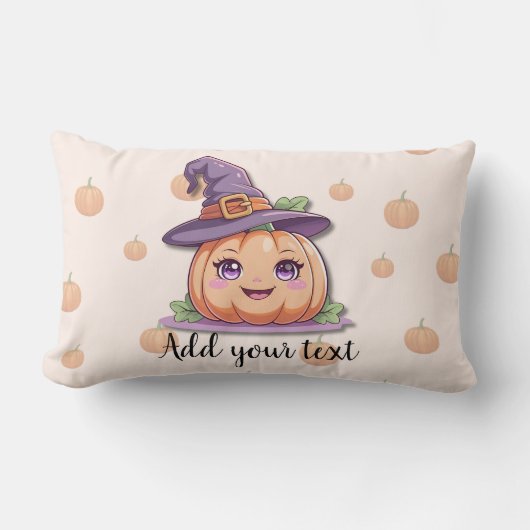 Sweet Pumpkin Magic – Halloween Lumbar Pillow ランバークッション (正面)