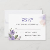 Sweet Purple Floral Wedding 出欠カード (正面)