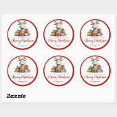 Sweet quirky reindeer fun holiday sticker label ラウンドシール (シート)