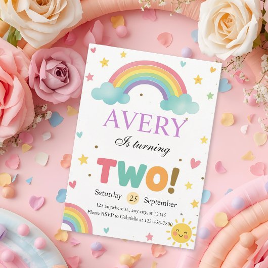 Sweet Rainbow 2歳の誕生日 招待状