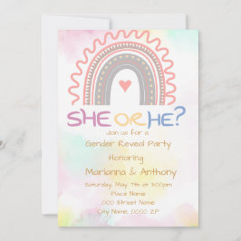 Sweet Rainbow Gender Revealパーティー 招待状