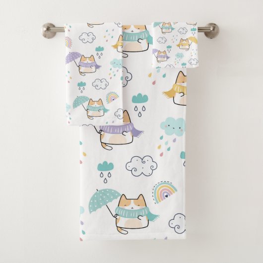Sweet Rainy Day Pattern Bath Towel Set バスタオルセット (インサイチュ)