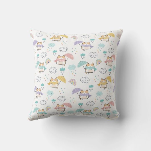 Sweet Rainy Day Pattern Throw Pillow クッション (裏面)