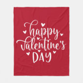Sweet Red and White Happy Valentine's Day  フリースブランケット (正面)