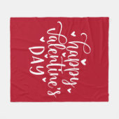 Sweet Red and White Happy Valentine's Day  フリースブランケット (正面(横))
