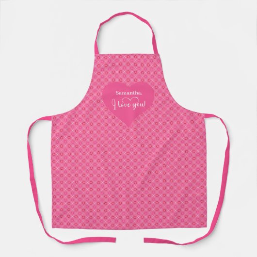 Sweet Red Hearts Apron for Him Personalized I Love エプロン (正面)