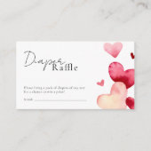 Sweet Red Hearts Baby Shower Diaper Raffle Ticket エンクロージャーカード (正面)
