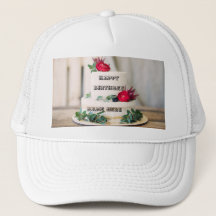 Sweet Red Rose Cake with Happy Birthday Name Here 