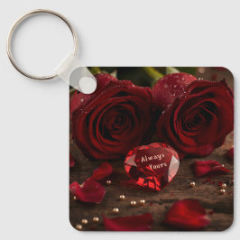 Sweet Red Rose Romantic Valentine Heart Keychain キーホルダー