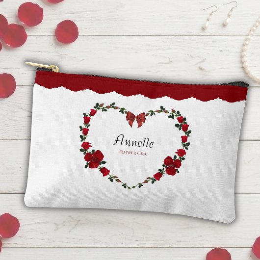 Sweet Red Roses Flower Girl Accessory Pouch アクセサリーポーチ