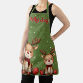 Sweet Reindeer Pair in Holiday Snowfall エプロン (インサイチュ)
