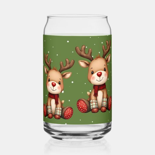 Sweet Reindeer Pair in Holiday Snowfall ガラス缶 (正面)